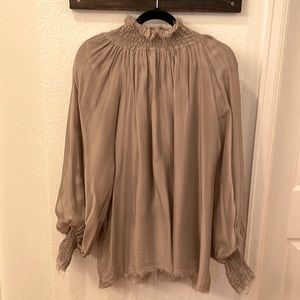 nwt raw silk blend turtleneck blouse